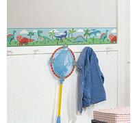 RoomMates RMK11499BD Dinosaur Parade Peel and Stick Wallpaper Border, Blue, Green
