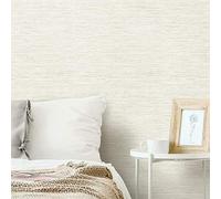 RoomMates RMK11562WP Beige and Grey False Grass Canvas Non-Textured Peel and Stick Removable Wallpaper, Beige/Grey