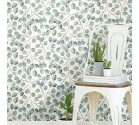 RoomMates RMK11629WP Cat Coquillette Eucalyptus Blue and White Peel and Stick Wallpaper