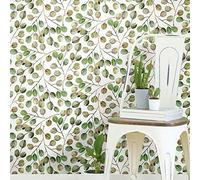 RoomMates RMK11630WP Self Adhesive Wallpaper Cat Shell Eucalyptus Green White