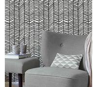 RoomMates RMK11633WP Cat Coquillette Herringbone Black and White Peel and Stick Wallpaper