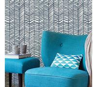 RoomMates RMK11646WP Cat Coquillette Herringbone Navy and White Peel and Stick Wallpaper