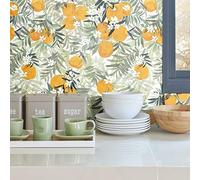RoomMates RMK12199RL Yellow and Green Orange Citrus Blossom Peel and Stick Wallpaper