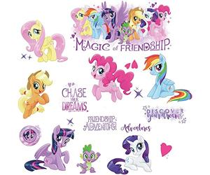 RoomMates RMK3551SCS My Little Pony The Movie Peel & Stick Wall Decals with Glitter, Multicolor, 8"
