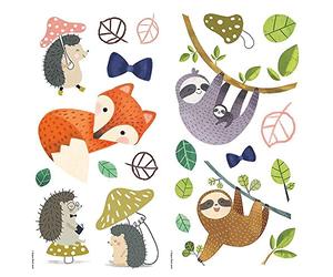RoomMates RMK4005SCS Forest Friends Peel and Stick Wall Decals,Green, Brown, Orange