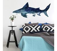 RoomMates RMK4014GM Shark Peel and Stick Wall Decals, Blue, White, Set of 6 Pieces