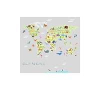 RoomMates RMK4021GM Kids World Map Peel and Stick Wall Decals, Blue, Green, Orange, Purple, Brown, Set of 33 Pieces