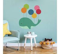 RoomMates RMK4120GM Whale Dream Walker Peel and Stick Wall Decals, red, Orange, Yellow, Blue, Green