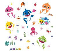 RoomMates RMK4303SCS Baby Shark Peel and Stick Wall Decals, Small, Blue, Pink, Yellow
