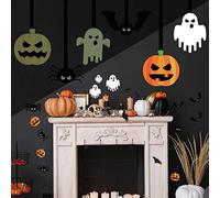 RoomMates RMK4690GM Halloween Glow in The Dark Peel and Stick Wall Decals, Black, White, Orange, Yellow