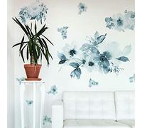 RoomMates RMK4708GM Watercolor Floral Peel and Stick Wall Decals, Blue