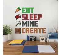 RoomMates RMK5007SCS Minecraft Eat Sleep Mine Create Quote Peel and Stick Wall Decal