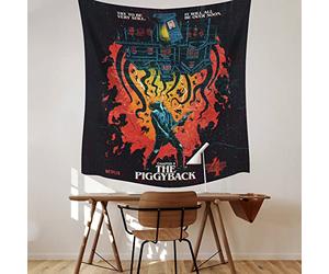 RoomMates TAP5353LG: Stranger Things X Butcher Billy The Piggyback Tapestry, 52 inches x 60 inches, Black, red, Blue