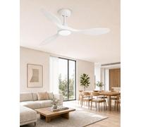 Roomratv 42 Inch White Ceiling Fans with Lights, Remote Control,Reversible DC Motor,Dimmable,6 Speeds,Ultra Quiet,3 Blade Ceiling Fans for Bedroom,Living Room,Indoor Outdoor Patio