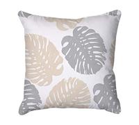Rooms By Me ® Premium Quick Dry Outdoor Hollow Fibre Filled Garden Furniture Cushion - Handmade In The UK (Tropical Leaves Neutral)