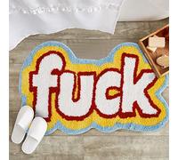 RoomTalks Funny Cute 2x3 Rugs for Bedroom Bathroom Dorm Kitchen Non Slip Rubber Backed Machine Washable, Swear Words Funky Cool Small Area Rug Colorful Fluffy Shaggy Bedside Accent Rug