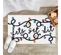 RoomTalks Let’s Get Lit Christmas Lights Bath Mat Non Slip Machine Washable, 16x24 Colorful Cute Cheer Festive Seasonal Xmas Holiday Bath Rugs Mat for Bathroom Christmas Decorations Gift