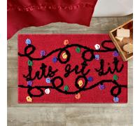 RoomTalks Let’s Get Lit Christmas Lights Bath Mat Non Slip Machine Washable, 20x32 Cute Red Cheer Festive Seasonal Xmas Holiday Bath Rugs Mat for Bathroom Christmas Decorations Gift
