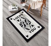 RoomTalks Lucky You Playing Card Rug, Black, 3' x 5', Modern Area Rug