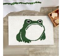 RoomTalks Unimpressed Frog Bath Mat in Green Non Slip Washable Cute Funny Vintage Bath Rug, Microfiber Shaggy Soft Absorbent Bathroom Shower Floor Mat Japanese Artwork Designer Bathroom Rug
