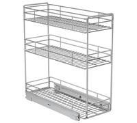 ROOMTEC 3 Tier Pull Out Spice Rack for Narrow Cabinet (5½" W X 21" D),Slide Out Cabinet Organizer and Pull Out Shelves Under Cabinet Storage for Kitchen, Chrome