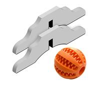 ROONOVA: 2 Pack Freestanding Pet Gate Support Feet | Indoor and Outdoor Fence Barrier and Stairs Panel Support Feet | Complete with Dog Treat Ball | White Wooden