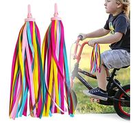 Roontin 1 Pair Kid's Rainbow Bike Streamers For Girls Boys, 2 Pack Baby's Colorful Bicycle Grips Tassel Ribbons, Carrier Accessories Easy Attach To Scooter's/tricycle's/bike's Handlebars