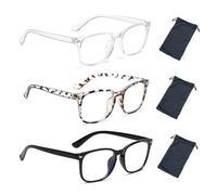 Roontin 3PCS Blue Light Blocking Glasses - UV Protection Anti-Glare Clear Glasses, Durable PC Frame for Men and Women, Relieve Eye Strain, Perfect for Work, Reading, Gaming