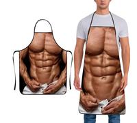 Roontin Funny Muscle Man Aprons - Creative Cooking BBQ Grilling Apron - Novelty Gifts for Men & Women,C