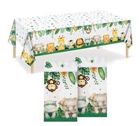 Roontin Jungle Safari Party Table Covers - Jungle Theme Birthday Party Decoration 2 Pack 108cm×180cm Jungle Safari Animal Table Cloth for Kids Birthday Party Baby Shower