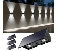 Roopure Fence Solar Lights for Outside, Up Down Deck Solar Lights Outdoor Waterproof LED, 4 Pack Solar Step Lights Cool White, Dusk to Dawn Lights Wall Mount for Patio Porch Yard Garden Garage Door