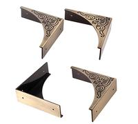 ROOS Antique Zinc Alloy Box Corner Protector Edge Safety Guard Cabinet Furniture Corner Bumpers Pack of 4 (Bronze)