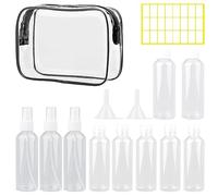 Roosea 10Pcs Travel Bottles for Toiletries 100ml Travel Containers for Toiletries Clear Travel Bottles Set Refillable Empty Cosmetic Bottles for Travel Makeup with Labels Funnel and Storage Bag