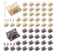 Roosea 60 Pcs Antique Mini Hinges 15 * 18 mm Small Hinges for Dolls House with 240 Screws and Screwdriver for DIY Crafts Wooden Box Toys Cabinet Drawer