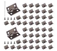 Roosea Hinge Mini Antique Pack of 60 Small Folding Hinges Metal with Screwdriver and 240 Screws for Wooden Box Jewellery Box Cabinet, 15 mm x 18 mm, Retro