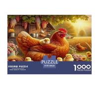 Rooster 1000 Pc Adult Jigsaws - Hen Chicks Eggs Nest Warm Glow Impossible Hard Difficult Challenging Game for Wall Decoration And Gifts38x26cm/1000pcs