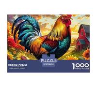 Rooster 1000 Piece Jigsaw Puzzle - For Adults - Colorful Rooster Includes Whimsies, Unique, Family Activity 38x26cm/1000pcs
