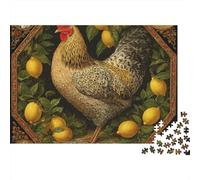 Rooster 1000 Piece Jigsaw Puzzle Hen Surrounded by Yellow Lemons for Adult Educational Game Beautiful Decoration Challenge High Difficulty Male And Female Birthday 38x26cm/1000pcs Gifts