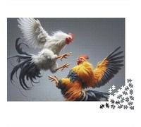 Rooster 1000 Piece Jigsaw Puzzles Two Roosters Fighting in Air for Adults Educational Game Beautiful Decoration Difficult Challenging Male And Female Birthday 70x50cm/1000pcs Gifts