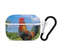 Rooster AirPod Pro Case, Anti Scratch Hard PC Cover with Keychain, AirPod Pro 2nd/1st Case Accessories for Women Men, White-Style