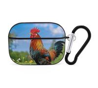 Rooster AirPod Pro Case, Anti Scratch Hard PC Cover with Keychain, AirPod Pro 2nd/1st Case Accessories for Women Men, Black-Style