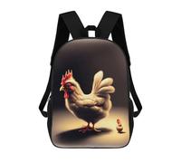 Rooster And Chick Farm Friends Children's Backpack, 17 Inch 3D Printed School Backpack, Backpack Cartoon Adjustable School Bag for Primary School