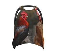Rooster and Chicken Baby Car Seat Canopy Cover, Multi Use Breathable Nursing Breastfeeding Covers for Mom Soft Stroller Sun Shade Newborn Shower Gift