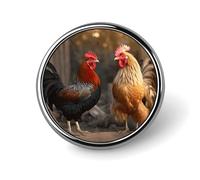 Rooster And Chicken Badge Holder Exquisite Round Badge with Picture Pin DIY Button Badges Personalized Metal Button Pin Fashion Brooch Crafts Gifts Clothes Decorative Pins