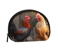 Rooster and Chicken Coin Purse Personalized Coin Bag for Women Men Change Purse Small Wallets with Zipper Mini Shell Coin Pouch Outdoor Shopping Change Storage Bag Handbags Gifts