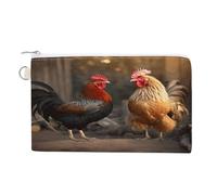 Rooster And Chicken Coin Purse with Zipper Coin Wallet Coin Pouch Canvas Change Purse Pouch Zero Wallet Coin Bag