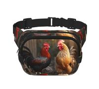 Rooster and Chicken Fanny Pack Adjustable Crossbody Bag Large Waist Bag Travel Belt Bag Unisex Bum Bag