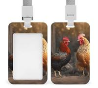 Rooster and Chicken ID Badge Holder with Lanyard ID Holder