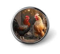 Rooster And Chicken Lapel Pin Badge Round Metal Button Pin Personalized Novelty Pinback Button Badges Funny Recognition Enamel Pins Novelty Cute Cartoon Brooch Pin for Jacket Bag Coat