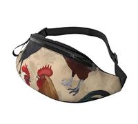 Rooster and Chicken Print Fanny Pack for Men Women Fashion Running Waist Packs Waterproof Crossbody Bags Everywhere Belt Bag with Adjustable Strap Sports Hip Pack for Travel Wallet